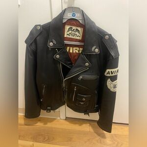 Vintage MENS AVIREX USA TOUR MOTORCYCLE JACKET BLACK 93 Daytona To LA Rare